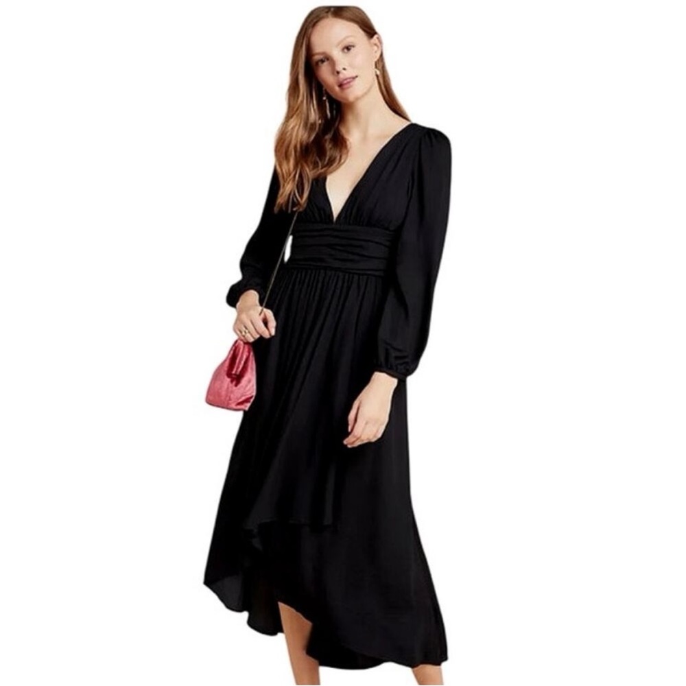 Anthropologie Gwendolyn Black Long Sleeve Dress